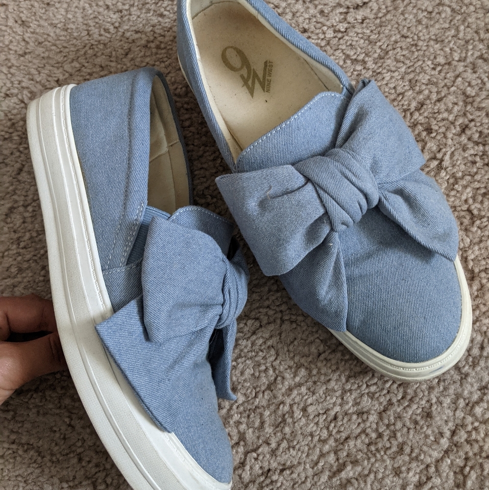 Nine West Denim Bow Sneakers
